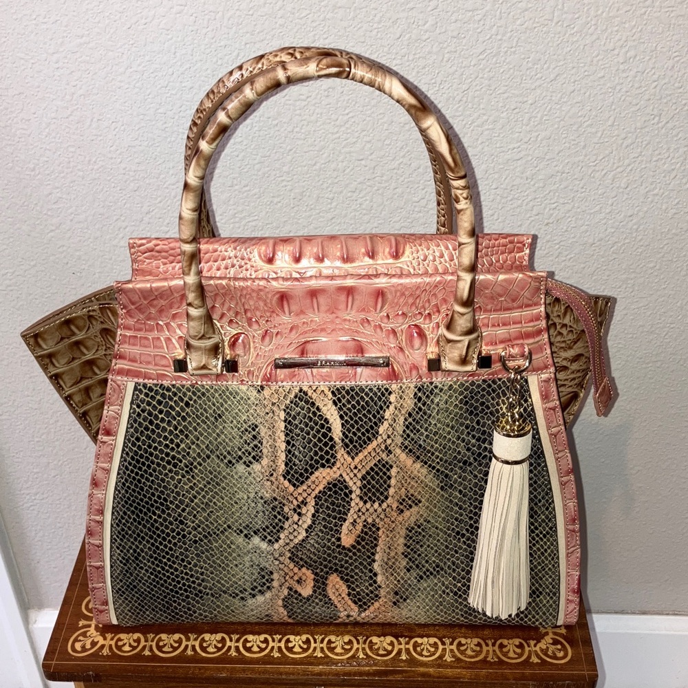 NWT Brahmin🔹️ Priscilla Sandshell Pachanga genuine Leather Satchel
